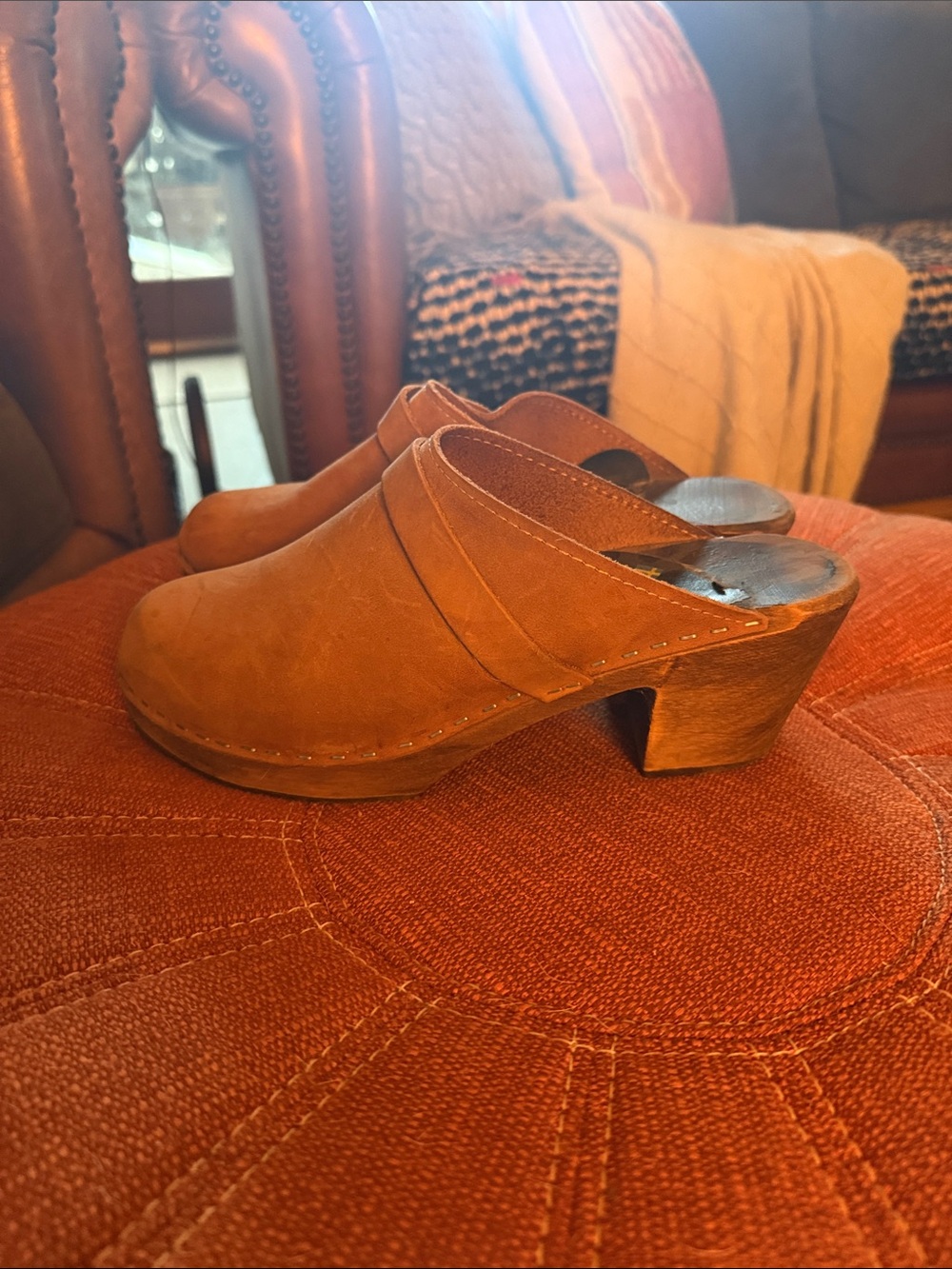 Lotta From Stockholm Tan Suede Clog Mules